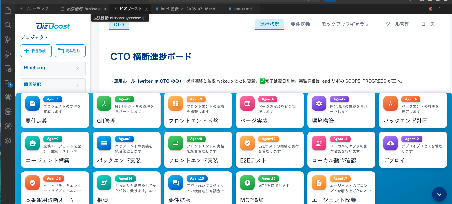 BizBoost のエージェントパネル