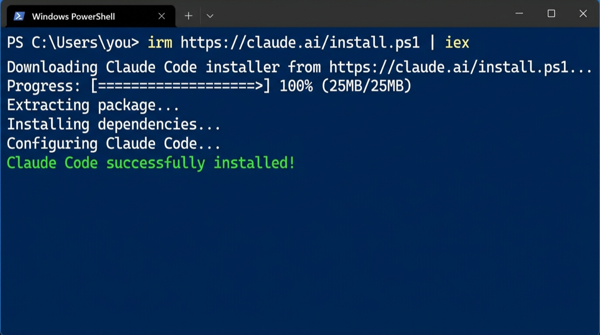 Claude Code のインストール成功画面